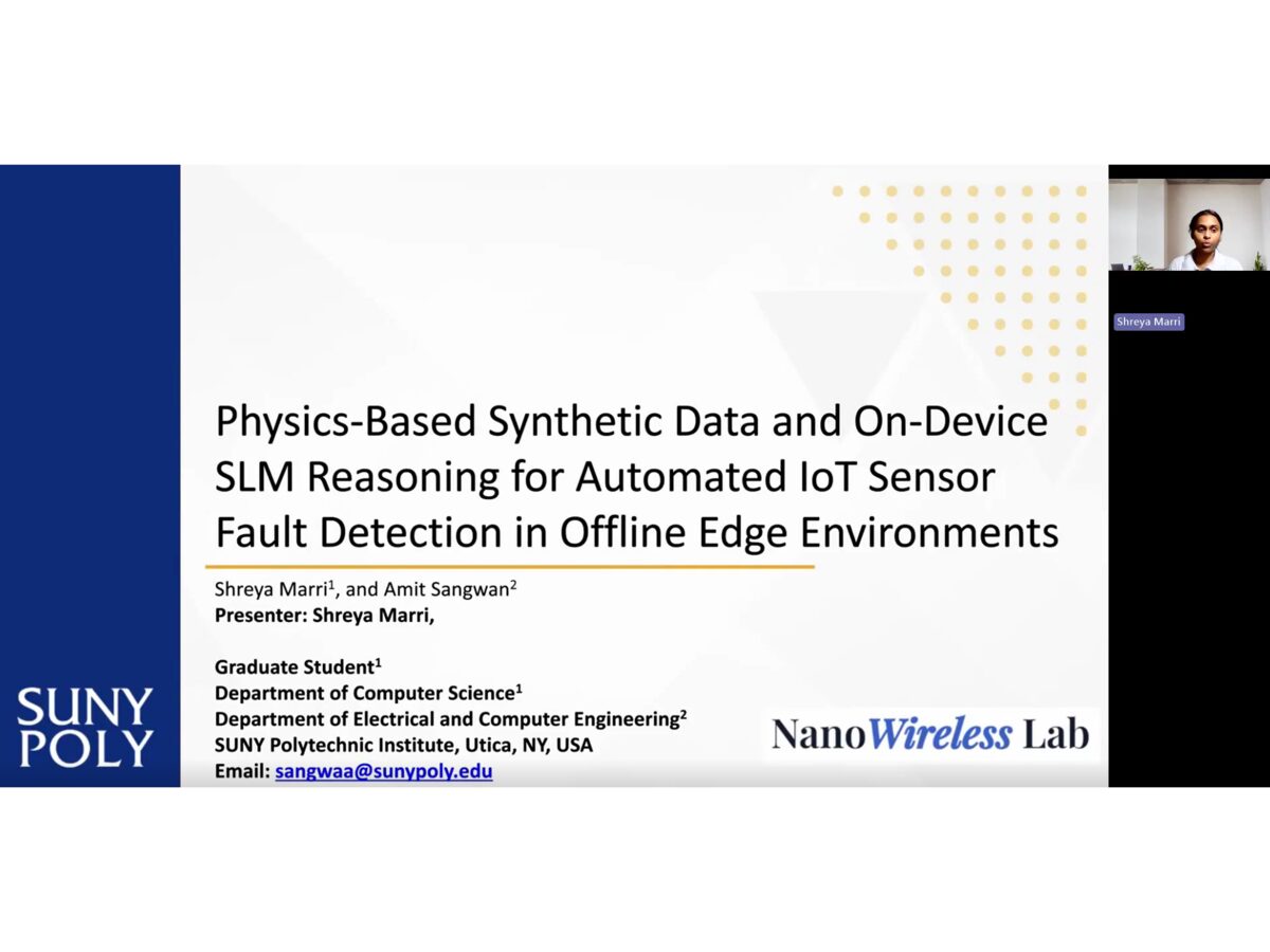 Title slide of Shreya Marri's SmartNets 2026 presentation